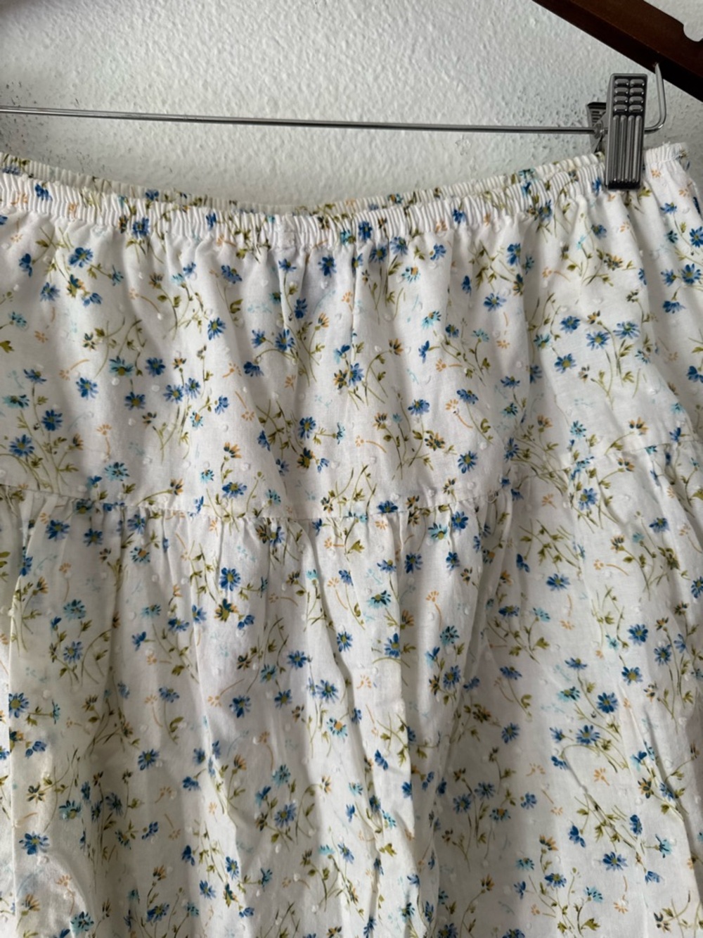 JKLA Retro Ditsy Floral Ruffle Hem Midi Skirt Navy Blue White Large Cottagecore - Picture 4 of 11